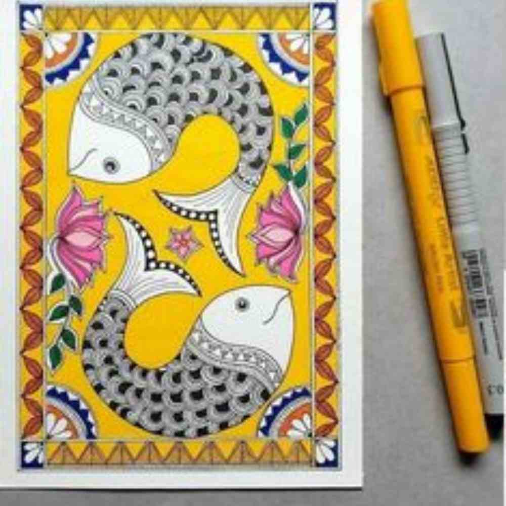 Madhubani Handpainted Greeting Cards ( 8*5 * 5.5 in )